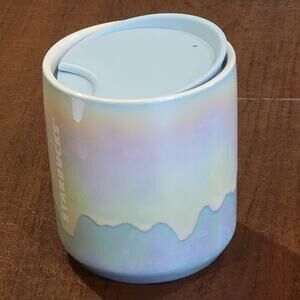 STARBUCKS 2023 Holiday Iridescent Rainbow Glacier Drip Ceramic Mug Cup 8oz New